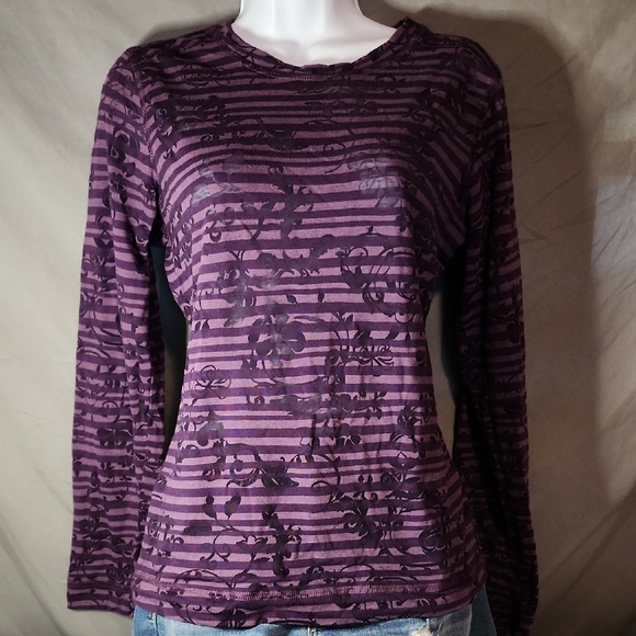 Prana Fitted Long Sleeve Purple Tee - Picture 1 of 8